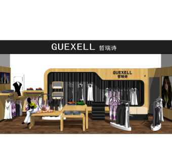 现代风格服装箱包店 童装店橱窗 儿童服装店 服装展厅 服装店门头门面