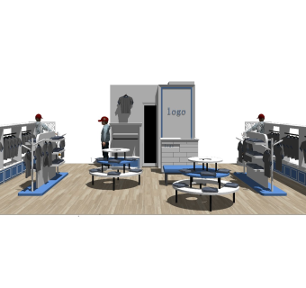 现代风格服装箱包店 童装店橱窗 儿童服装店 服装展厅 衣架