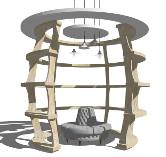 现代风格休闲椅 木架子 休息区 异形休闲椅 休闲沙发 笼子休息区