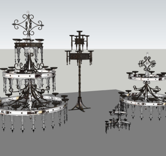 欧式、哥特式、吸血鬼风格吊灯、落地灯su集合