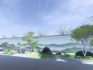 新中式山水景墙