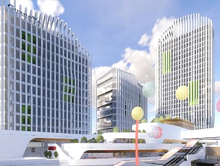 现代商业街景观sketchup模型下载