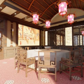 新中式宴会厅模型
