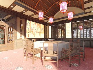 新中式宴会厅模型
