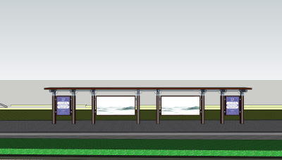 公交站台 候车棚 公交站雨棚 中式公交站台