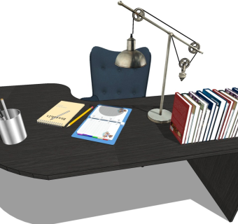 现代办公桌sketchup模型下载