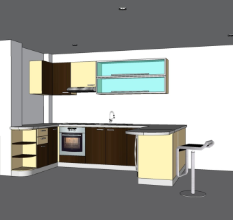 现代厨房sketchup模型下载