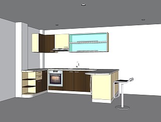 现代厨房sketchup模型下载