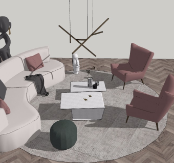 现代风格弧形沙发组合