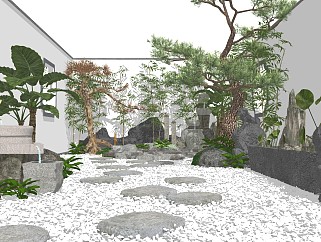 庭院景观小品景墙植物<em>水池</em>su模型下载