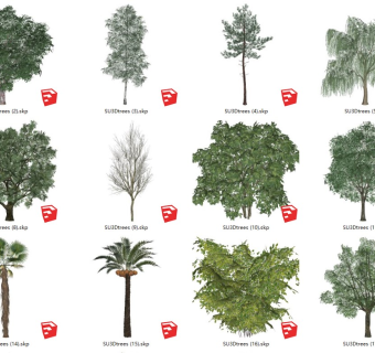 各种景观树su模型下载