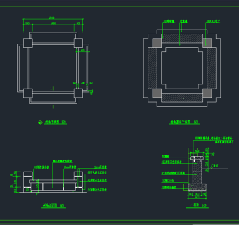 园林景观小品树池坐凳施工图
