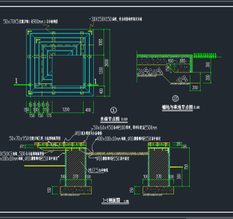 园林景观小品树池坐凳施工图