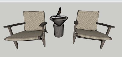 休闲椅边几组合sketchup模型下载