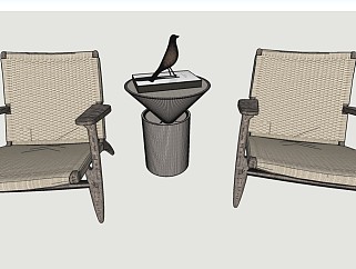 休闲椅边几组合sketchup模型下载