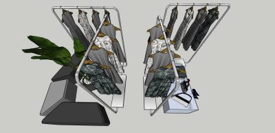 现代风格沙发服装手包植物陈列组合sketchup模型下载