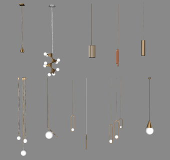 现代时尚吊灯组合sketchup模型下载