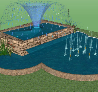 现代喷泉户外建筑sketchup模型下载