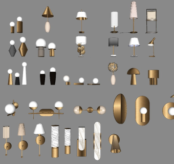 现代时尚台灯组合sketchup模型下载