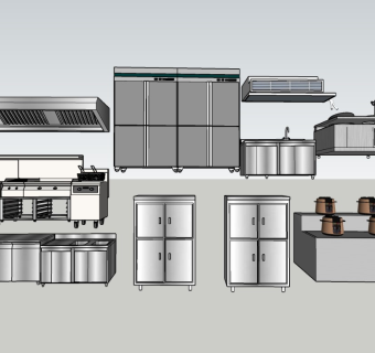 现代风格厨房设备组合sketchup模型下载