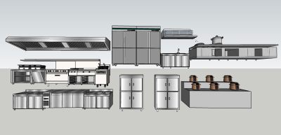 现代风格厨房设备组合sketchup模型下载