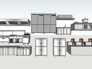 现代风格厨房设备组合sketchup模型下载