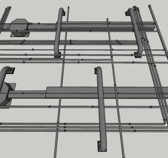现代风格天花空调消防管道sketchup模型下载