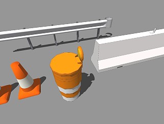 现代路障警示灯防护栏sketchup模型下载