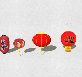 中式风格灯笼sketchup模型下载
