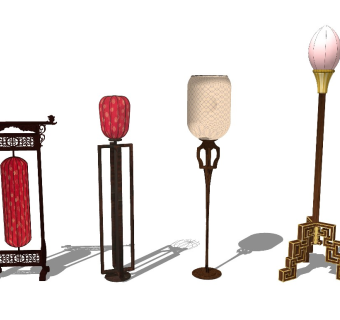 中式风格落地灯sketchup模型下载