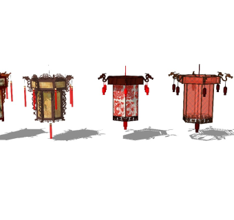 中式风格花灯笼sketchup模型下载