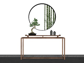 中式案台植物饰品sketchup模型下载