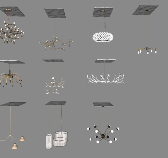 现代时尚吊灯组合sketchup模型下载