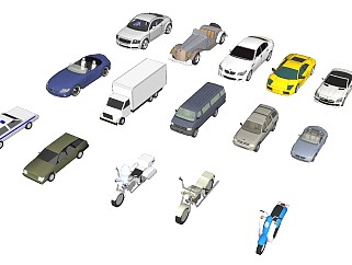 <em>现代交通工具</em>汽车电单车sketchup模型下载