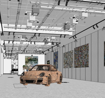 画廊画展sketchup模型下载