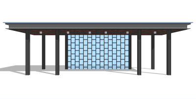 现代新中式风格廊架sketchup模型下载