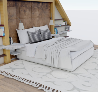 工业风双人床sketchup模型下载