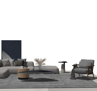 沙发茶几组合sketchup模型下载