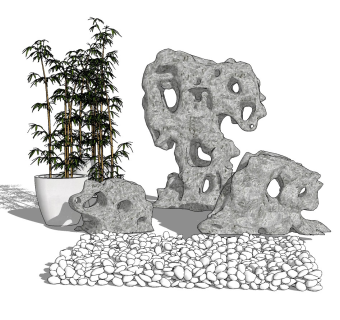 鹅卵石 石头 石子 竹子 假山