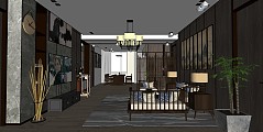 中式客厅餐厅中式客厅sketchup模型下载