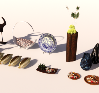 饰品摆件花瓶果盘sketchup模型下载