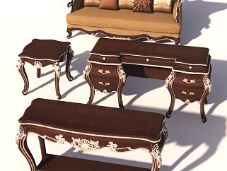 欧式家具床凳子床头柜床边柜sketchup模型下载