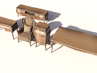 <em>欧式</em>家具床凳子床头柜床边柜sketchup模型下载