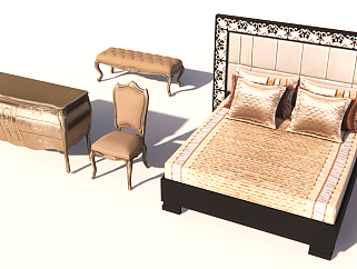 <em>欧式家具</em>床凳子床头柜床边柜sketchup模型下载