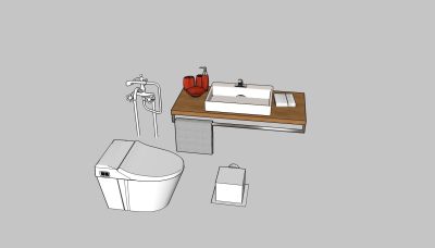 洁具马桶洗手台纸盒水龙头sketchup模型下载