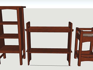 中式储物架木架展示架sketchup模型下载