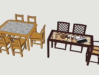 中式餐桌椅sketchup模型下载