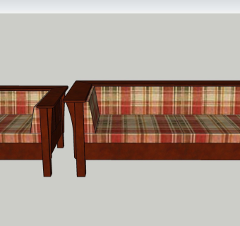 中式凳子单人沙发多人沙发sketchup模型下载