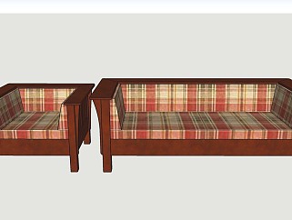 中式凳子单人沙发多人沙发sketchup模型下载