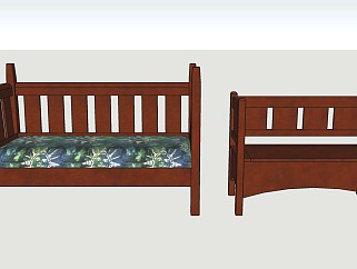 中式凳子双人沙发sketchup模型下载